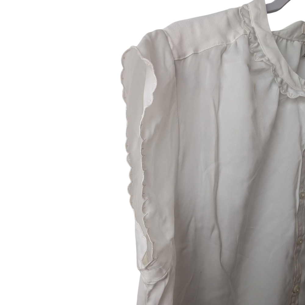 JOIE WOMEN'S WHITE SHORT SLEEVE SCALLOP EDGE TOP SIZE XL - Picture 6 of 10